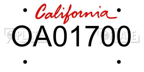 OA01700 California License Plate