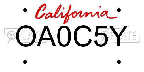 OA0C5Y California License Plate