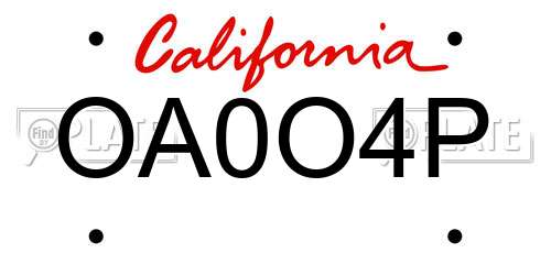 OA0O4P California License Plate