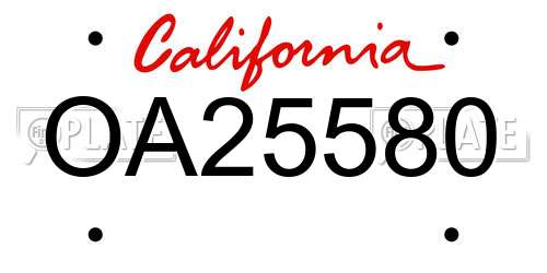 OA25580 California License Plate