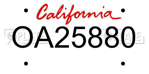 OA25880 California License Plate