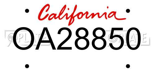OA28850 California License Plate