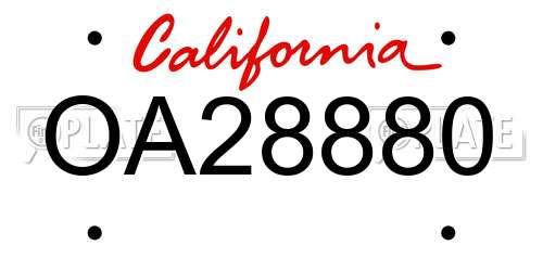 OA28880 California License Plate