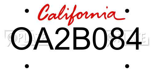 OA2B084 California License Plate