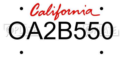 OA2B550 California License Plate