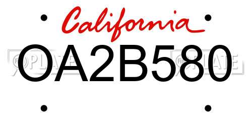 OA2B580 California License Plate