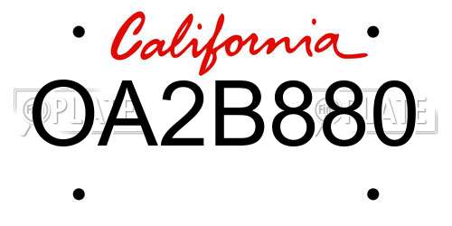OA2B880 California License Plate