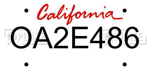 OA2E486 California License Plate