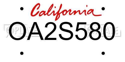 OA2S580 California License Plate