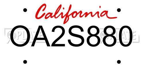 OA2S880 California License Plate