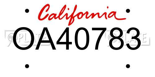 OA40783 California License Plate