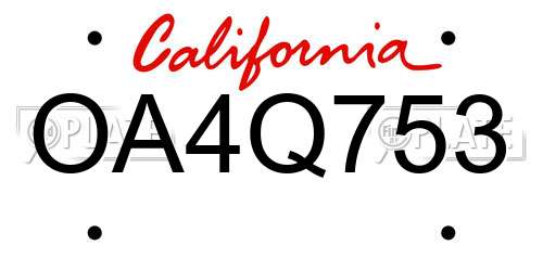 OA4Q753 California License Plate
