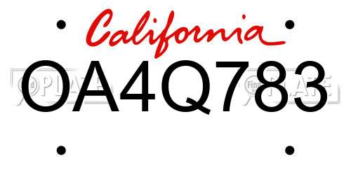 OA4Q783 California License Plate