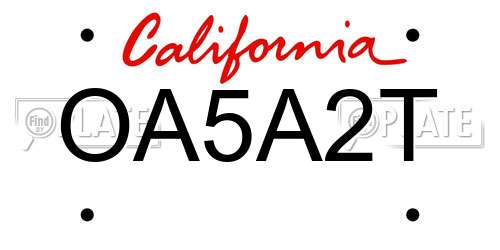 OA5A2T California License Plate