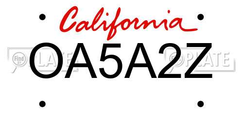 OA5A2Z California License Plate