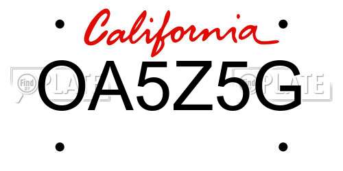 OA5Z5G California License Plate