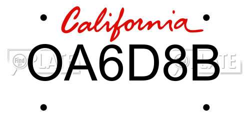OA6D8B California License Plate