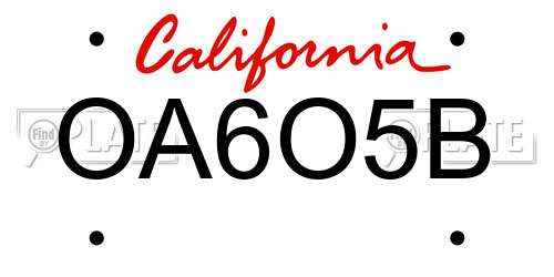 OA6O5B California License Plate