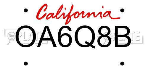 OA6Q8B California License Plate