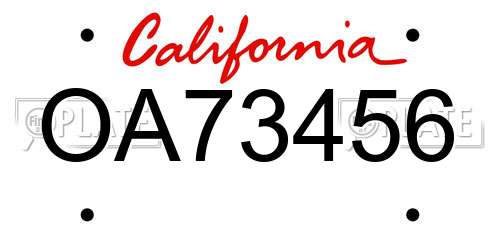 OA73456 California License Plate