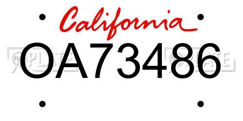 OA73486 California License Plate