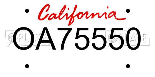 OA75550 California License Plate