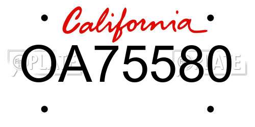 OA75580 California License Plate