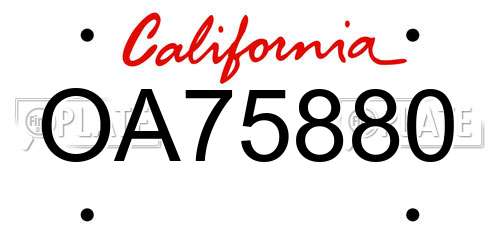OA75880 California License Plate