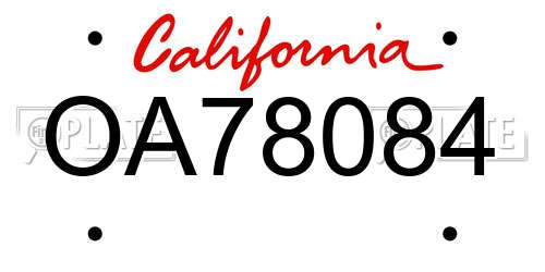OA78084 California License Plate