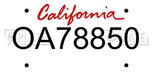 OA78850 California License Plate