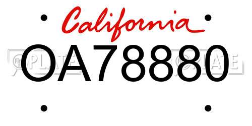 OA78880 California License Plate