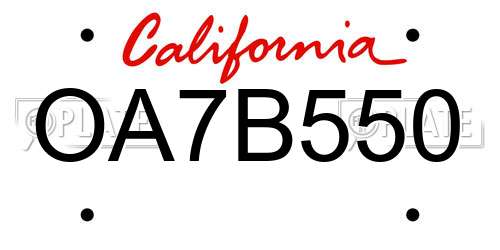 OA7B550 California License Plate