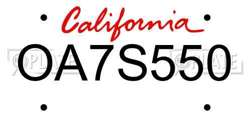 OA7S550 California License Plate