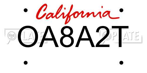 OA8A2T California License Plate