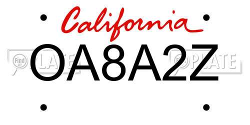 OA8A2Z California License Plate
