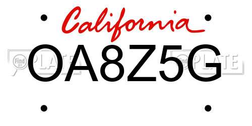 OA8Z5G California License Plate