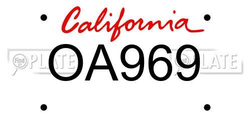 OA969 California License Plate