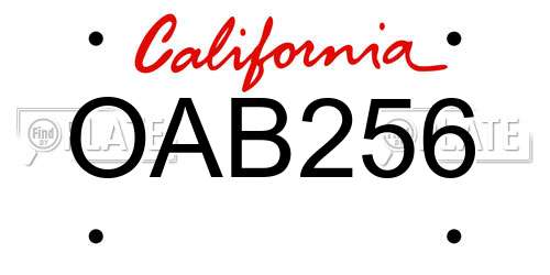 OAB256 California License Plate