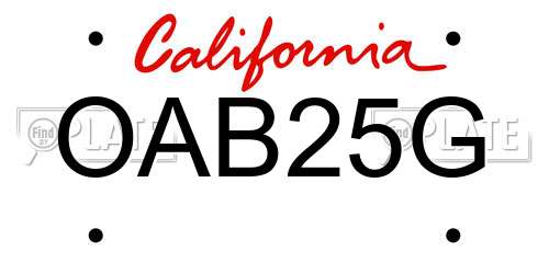 OAB25G California License Plate