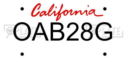 OAB28G California License Plate