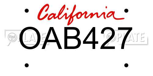 OAB427 California License Plate