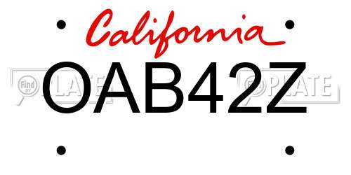 OAB42Z California License Plate