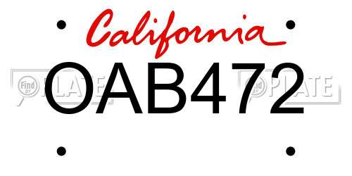 OAB472 California License Plate