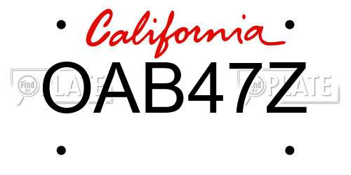 OAB47Z California License Plate