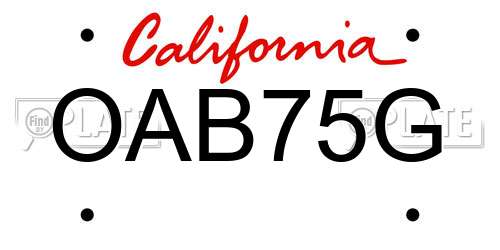 OAB75G California License Plate