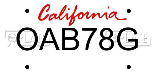 OAB78G California License Plate