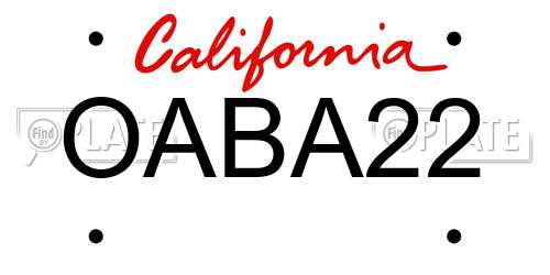 OABA22 California License Plate