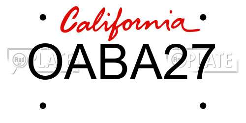 OABA27 California License Plate