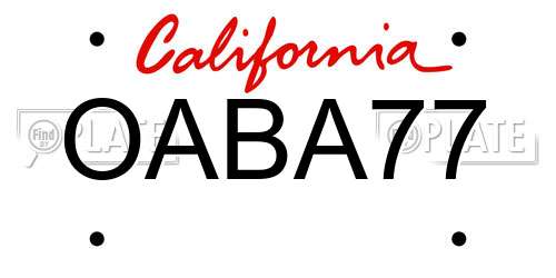 OABA77 California License Plate