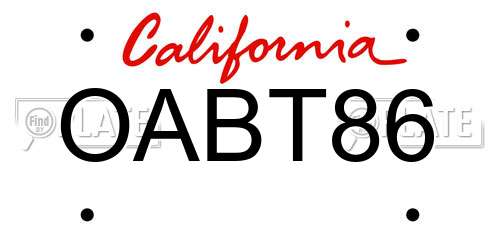 OABT86 California License Plate